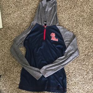 Ole Miss long sleeve hooded 1/4 zip